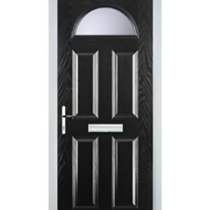 4 Panel 1 Arch Glazed Composite Front Door in Black