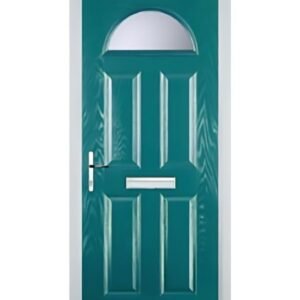 4 Panel 1 Arch Glazed Composite Front Door in Turquoise Blue