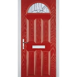 4 Panel 1 Arch Abstract Composite Front Door in Red