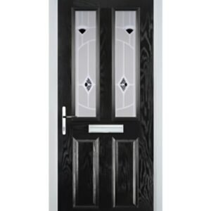 2 Panel 2 Square Murano Composite Front Door in Black