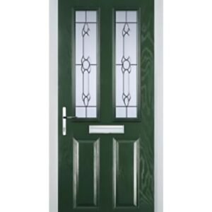 Green 2 panel door with Crystal Bohemia glass