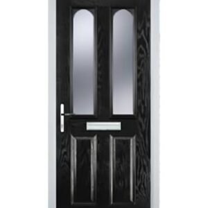2 Panel 2 Arch Glazed Composite Front Door in Black