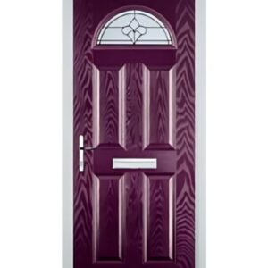 4 Panel 1 Arch Zinc/Brass Art Clarity Composite Front Door in Purple Violet