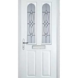 White 2 panel door with 2 arch Flair glass