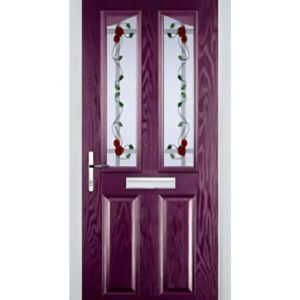2 Panel 2 Angle Mackintosh Rose Composite Front Door in Purple Violet