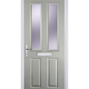 2 Panel 2 Square Glazed Composite Front Door in Agate Grey