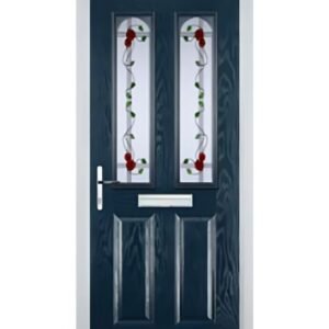 2 Panel 2 Arch Mackintosh Rose Composite Front Door in Dark Blue
