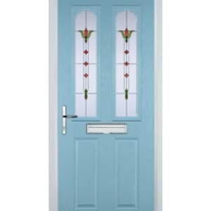 2 Panel 2 Arch Fleur Composite Front Door in Duck Egg Blue