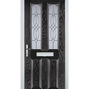 2 Panel 2 Arch Flair Composite Front Door in Black Brown