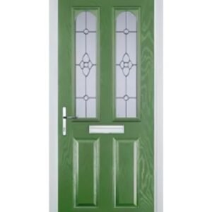 2 Panel 2 Arch Finesse Composite Front Door in Fern Green