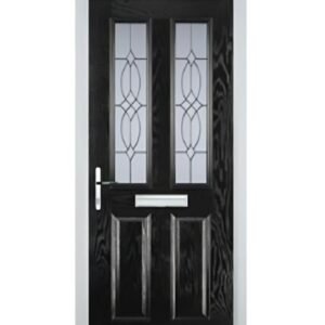 2 Panel 2 Square Flair Composite Front Door in Black