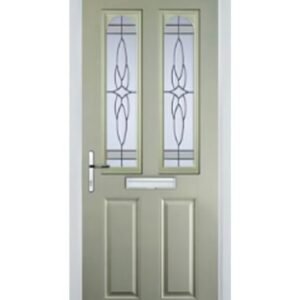 2 Panel 2 Arch Crystal Harmony Composite Front Door in Pebble Grey