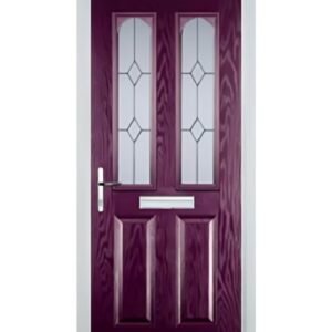 2 Panel 2 Arch Classic Composite Front Door in Purple Violet