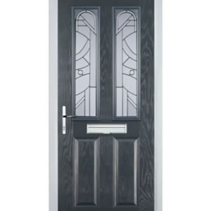 2 Panel 2 Arch Abstract Composite Front Door in Anthracite Grey