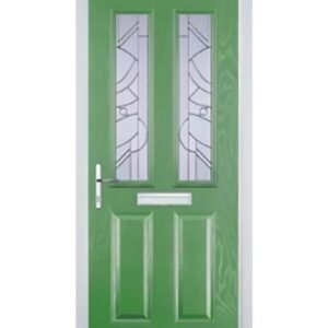2 Panel 2 Square Abstract Composite Front Door in Fern Green
