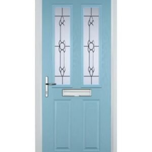2 Panel 2 Square Crystal Bohemia Composite Front Door in Duck Egg Blue