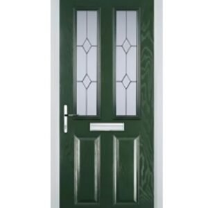 2 Panel 2 Square Classic Composite Front Door in Green