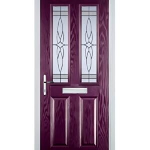 2 Panel 2 Square Crystal Harmony Composite Front Door in Purple Violet