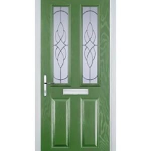2 Panel 2 Square Elegance Composite Front Door in Fern Green