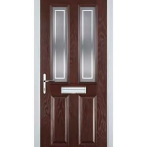 2 Panel 2 Square Enfield Composite Front Door in Darkwood