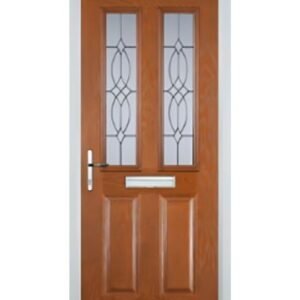 2 Panel 2 Square Flair Composite Front Door in Oak