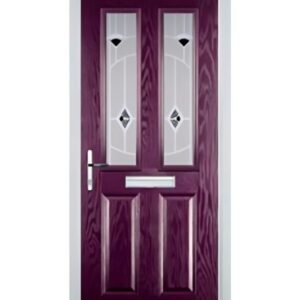 2 Panel 2 Square Murano Composite Front Door in Purple Violet