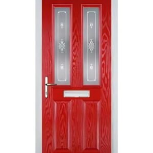 2 Panel 2 Square Staxton Composite Front Door in Poppy Red