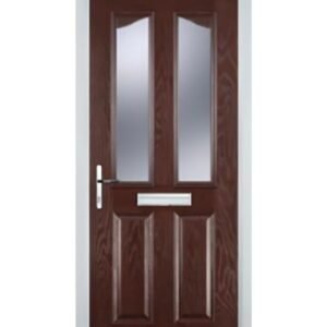 2 Panel 2 Angle Glazed Composite Front Door in Darkwood
