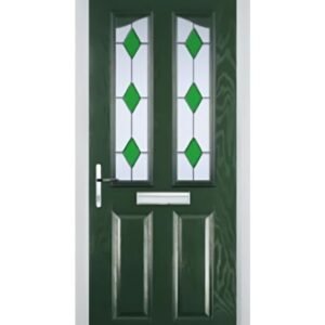 2 Panel 2 Angle Drop Diamond Composite Front Door in Green