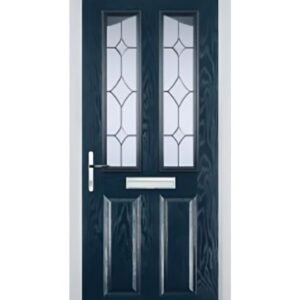 2 Panel 2 Angle Crystal Diamond Composite Front Door in Dark Blue
