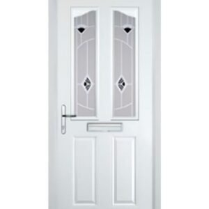 2 Panel 2 Angle Murano Composite Front Door in White
