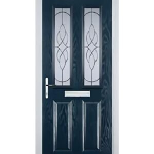 2 Panel 2 Square Elegance Composite Front Door in Dark Blue