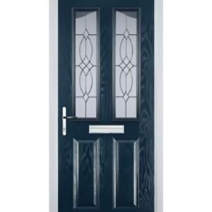 2 Panel 2 Angle Flair Composite Front Door in Dark Blue