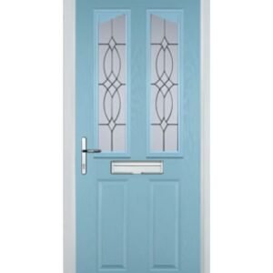 2 Panel 2 Angle Flair Composite Front Door in Duck Egg Blue