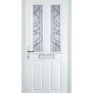 2 Panel 2 Square Abstract Composite Front Door in White