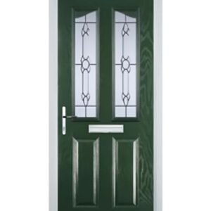 2 Panel 2 Angle Crystal Bohemia Composite Front Door in Green