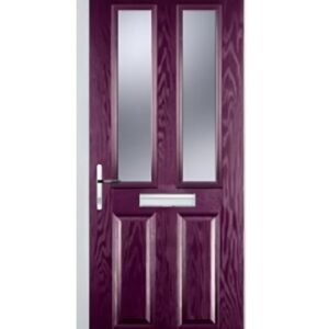 2 Panel 2 Square Glazed Composite Front Door in Purple Violet