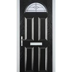 4 Panel 1 Arch Elegance Composite Front Door in Black