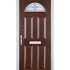 4 Panel 1 Arch Elegance Composite Front Door in Darkwood