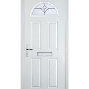 4 Panel 1 Arch Crystal Tulip Composite Front Door in White