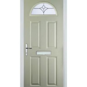 4 Panel 1 Arch Crystal Tulip Composite Front Door in Pebble Grey