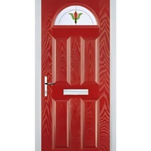 4 Panel 1 Arch Fleur Composite Front Door in Red