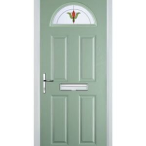 4 Panel 1 Arch Fleur Composite Front Door in Chartwell Green