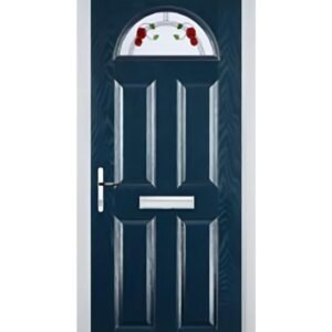 4 Panel 1 Arch Mackintosh Rose Composite Front Door in Dark Blue