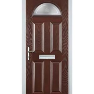 4 Panel 1 Arch Staxton Composite Front Door in Darkwood