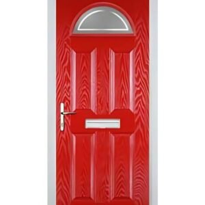 4 Panel 1 Arch Enfield Composite Front Door in Poppy Red