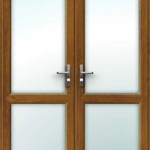 Golden Oak French Door - Set with Mid Rails