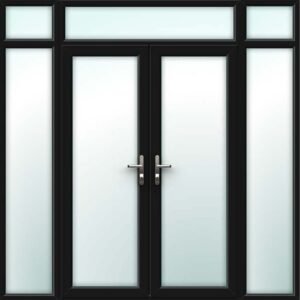 Black French Door - Set with Side Panels & Top Light