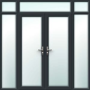 Grey French Door - Set with Side Panels & Top Light