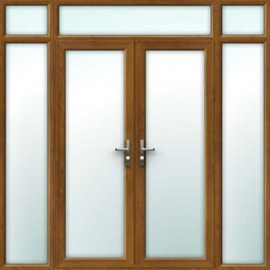 Golden Oak French Door - Set with Side Panels & Top Light
